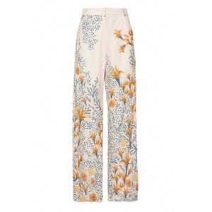 Agua by Agua Bendita Florecer Capullo Trousers Floral Wide Leg Pants Cream L